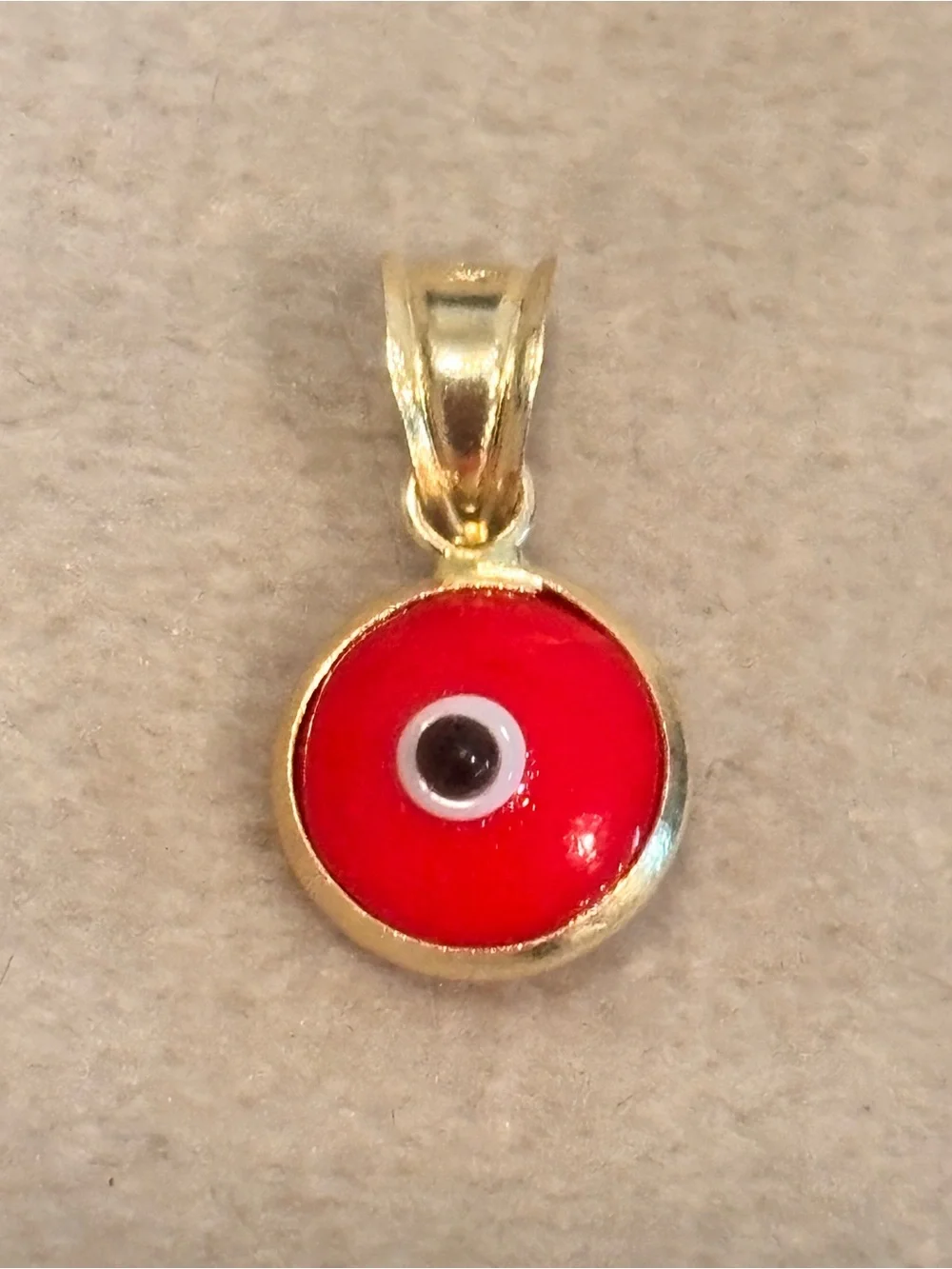 14k Yellow Gold Red Evil Eye Pendant NEW Made in Italy